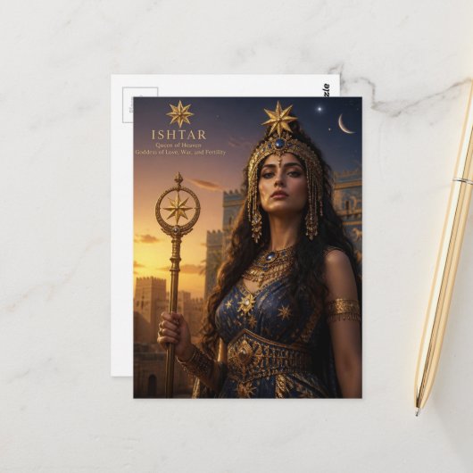 Ishtar Göttin Postkarte (Vorderseite/Rückseite Beispiel)