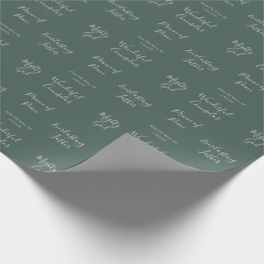 Isiah 9:6 | Custom Bible Verse Pine Sage Weihnacht Geschenkpapier (Ecke)