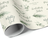 Isiah 9:6 | Hand Drawn Pine Sage Faith Christmas Geschenkpapier (Rolleneckpunkt)