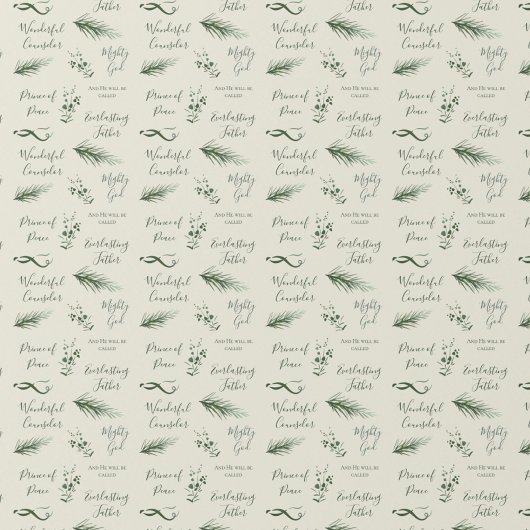 Isiah 9:6 | Hand Drawn Pine Sage Faith Christmas Geschenkpapier