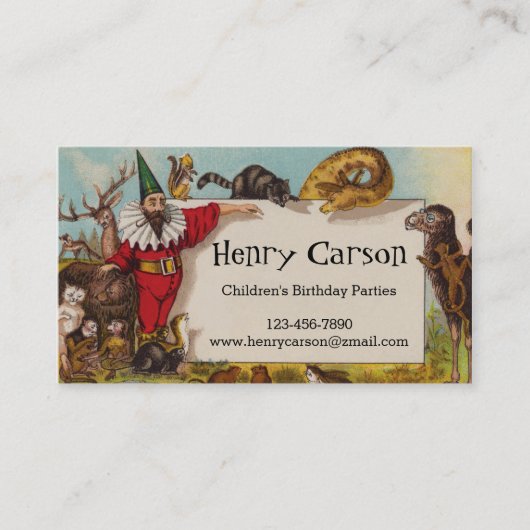 Isidore the Elf & his Animals Business Card Visitenkarte (Vorderseite)