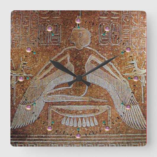 ISIS, Antique Brown Sepia Quadratische Wanduhr (Vorderseite)