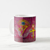 ISIS, GOLD ANKH UND BLAUER HORUS AUGE Antikes Rosa Kaffeetasse (Vorderseite Links)