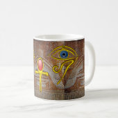 ISIS, GOLD ANKH UND BLAUER HORUS-AUGEN braun Kaffeetasse (VorderseiteRechts)