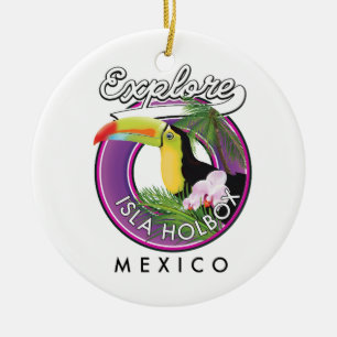 Isla Holbox Beach mexico Reisepatch Coff Keramik Ornament