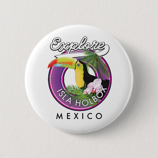 Isla Holbox Beach mexico Reisepflaster Post Button (Vorderseite)