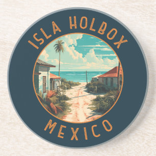 Isla Holbox Mexiko Reise Kunst Vintage Getränkeuntersetzer
