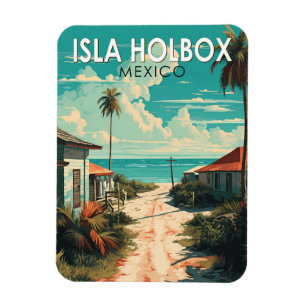 Isla Holbox Mexiko Reise Kunst Vintage Magnet