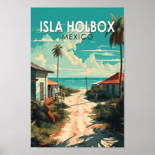 Isla Holbox Mexiko Reise Kunst Vintage Poster