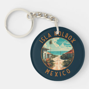 Isla Holbox Mexiko Reise Kunst Vintage Schlüsselanhänger