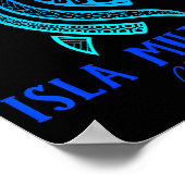 Isla Mujeres Mexico Sea Turtle Tie Dye Hibiscus Va Poster (Ecke)