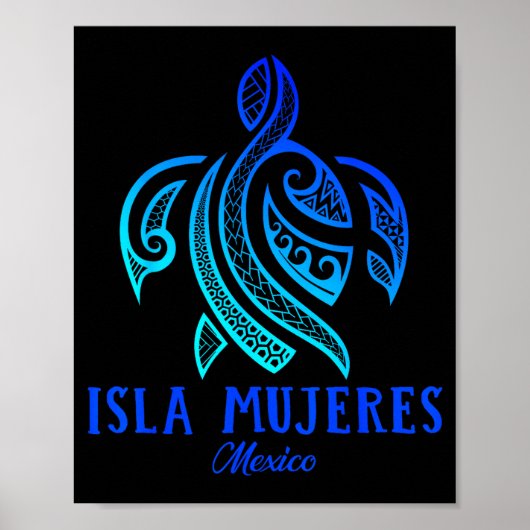Isla Mujeres Mexico Sea Turtle Tie Dye Hibiscus Va Poster (Vorne)