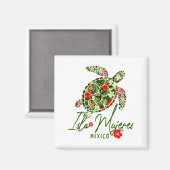 Isla Mujeres Mexico Sea Turtle Tropical Hibiscus V Magnet (Vorderseite/Rückseite)