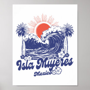 Isla Mujeres Mexiko 2025 Urlaub Surfen Vintage  Poster