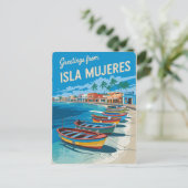Isla Mujeres Mexiko Vintag Postkarte (Stehend Vorderseite)
