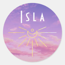 Isla Name Custom Aufkleber Rund Sonne Boho Hippie