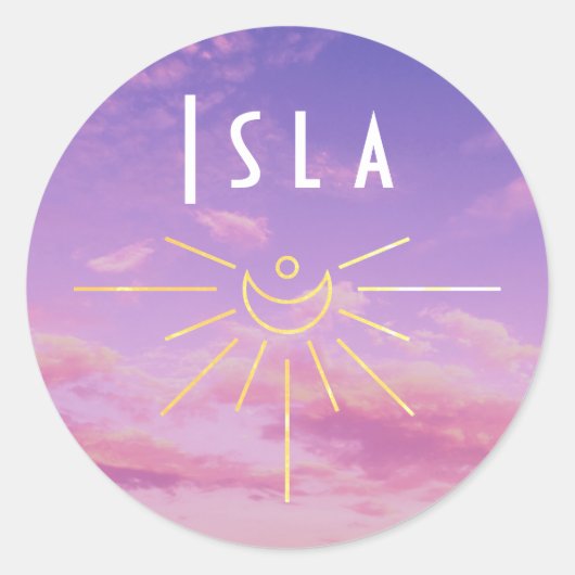 Isla Name Custom Stickers Round Sun Boho Hippie (Vorderseite)
