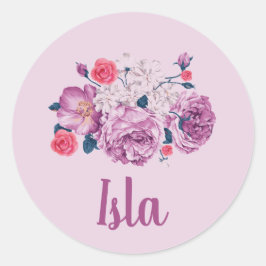 Isla Name Floral Custom Vintag Flower Girl Rose Runder Aufkleber