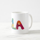 Isla Name in lebendigem Crochet-Muster Kaffeetasse (VorderseiteRechts)