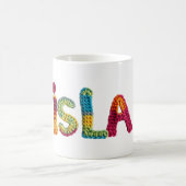 Isla Name in lebendigem Crochet-Muster Kaffeetasse (Mittel)