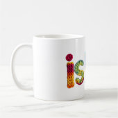 Isla Name in lebendigem Crochet-Muster Kaffeetasse (Links)