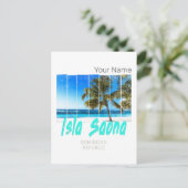 Isla Saona Beach Vintages Design Feiertagspostkarte (Stehend Vorderseite)
