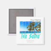 Isla Saona Beach Vintages Design Magnet (Vorderseite/Rückseite)