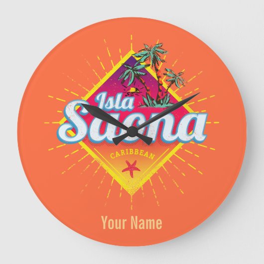 Isla Saona Karibische Dominikanische Republik Retr Große Wanduhr (Vorderseite)