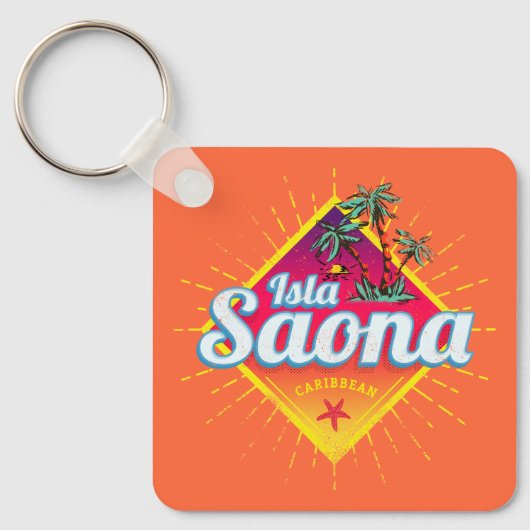 Isla Saona Karibische Dominikanische Republik Retr Schlüsselanhänger (Vorderseite)