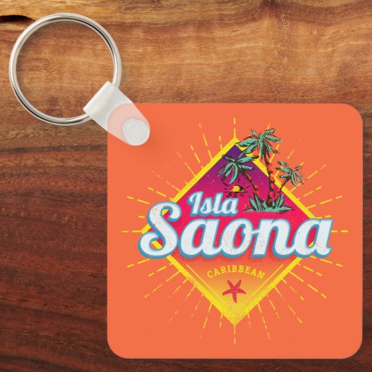 Isla Saona Karibische Dominikanische Republik Retr Schlüsselanhänger (Vorderseite)
