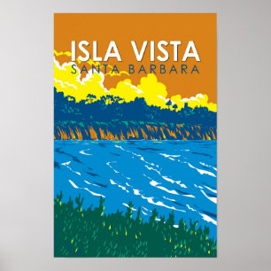 Isla Vista California Travel Art Vintag Poster