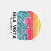Isla Vista Surfing Waves Beach Retro California Su Fleecedecke (Vorderseite (Horizontal))