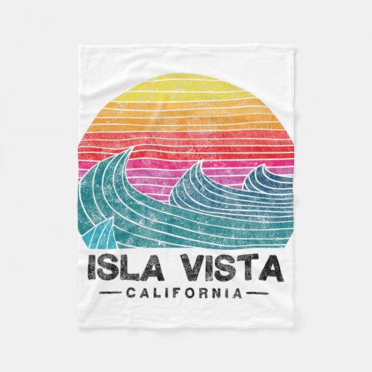 Isla Vista Surfing Waves Beach Retro California Su Fleecedecke (Vorderseite)