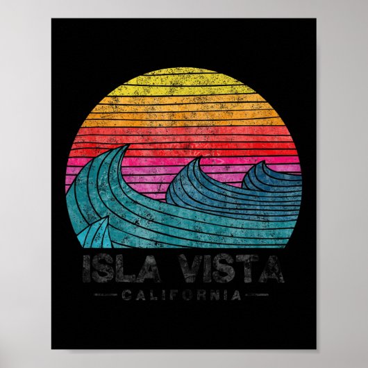Isla Vista Surfing Waves Beach Retro California Su Poster (Vorne)