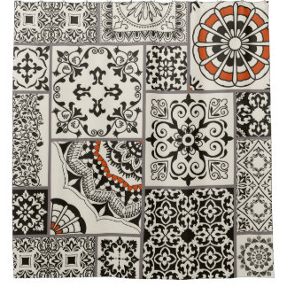 Islam Arabic Majolica Tiles Patchwork Duschvorhang