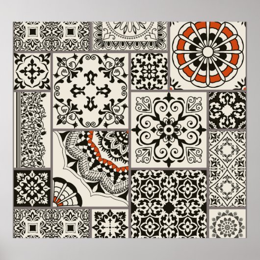 Islam Arabic Majolica Tiles Patchwork Poster (Vorne)