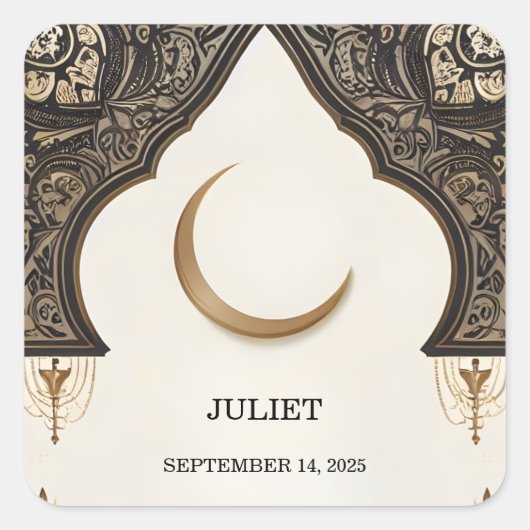Islam Nikah Arabic Walima Muslim-Brautparty Quadratischer Aufkleber (Vorderseite)