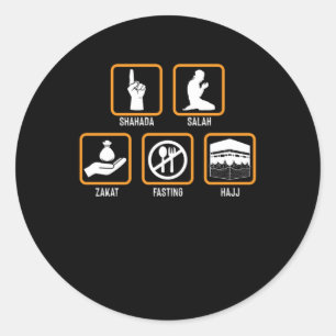 Islam Shahada Salah Hajj Mecca Allah muslimisches Runder Aufkleber