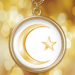 Islam Symbol Necklace Gold plattiert Vergoldete Kette<br><div class="desc">Der Halbmond und der Stern sind ein Symbol des Islam. ***Bitte beachten Sie,  dass die Farbe Gold auf den Bildern nicht metallisch ist.*** Mehr Produkte mit diesem Design sind in der Islamkategorie dieses Stores erhältlich.</div>
