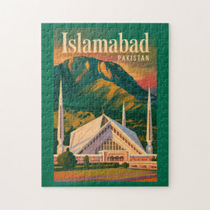Islamabad Pakistan Faisal-Moschee Illustration Puzzle
