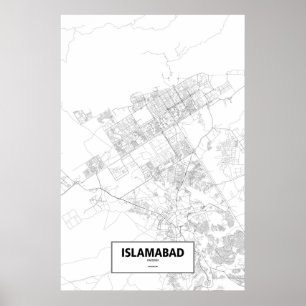 Islamabad, Pakistan (Schwarzes auf Weiß) Poster