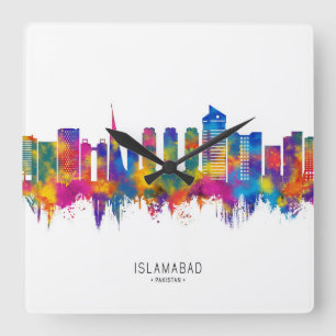 Islamabad Pakistan Skyline Quadratische Wanduhr