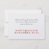 Islamhochzeit danken Ihnen das METALLISCHE Dankeskarte (Rückseite)