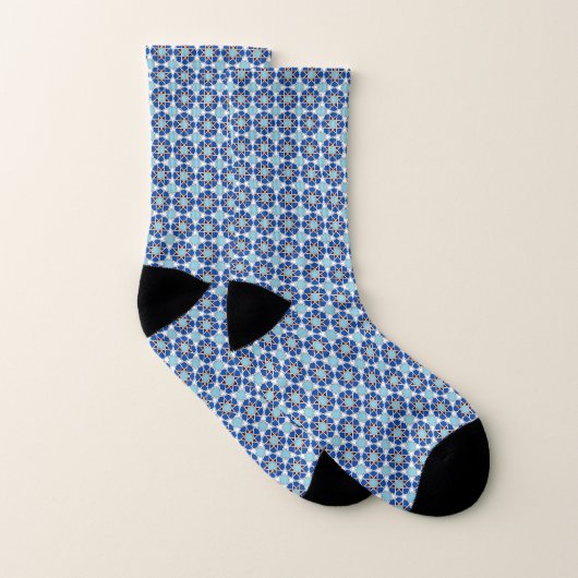 Islamic Blue White Moroccan Geometric Pattern Socken (Paar)