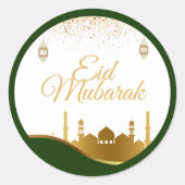 Islamic Eid Greeting Sticker – Gold Confetti (Vorderseite)