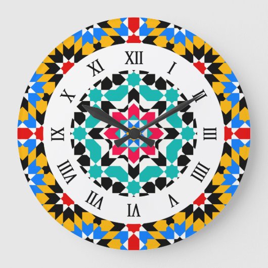 Islamic geometric pattern Wall Clock Große Wanduhr (Vorderseite)