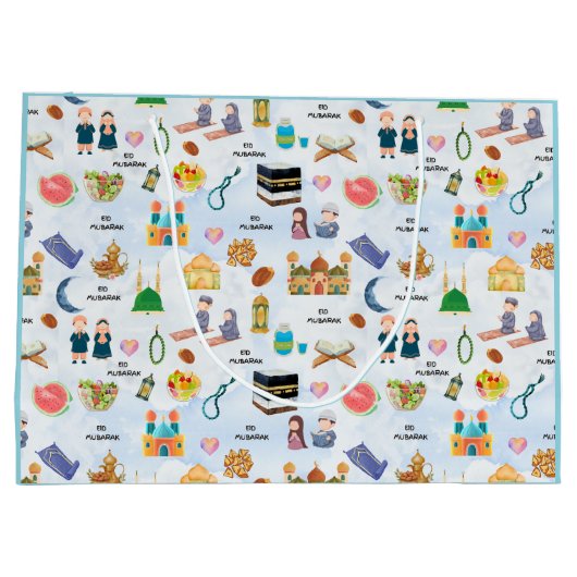 Islamic Gift Bags | Eid Mubarak Muslim Boy Present Große Geschenktüte (Rückseite)
