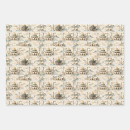 Islamic Gift Wrap Set 3 Elegant Eid Ramadan Hajj Geschenkpapier Set