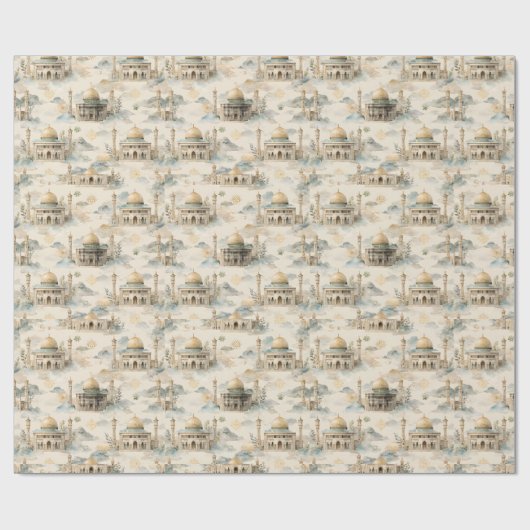 Islamic Gift Wrap Watercolor Eid Ramadan Hajj Geschenkpapier (Flach)