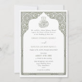 Islamic Green Arch Ornate Arabesque Wedding Einladung (Vorderseite)